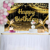 Lofaris Golden Glitter Champagne Lights Birthday Backdrop